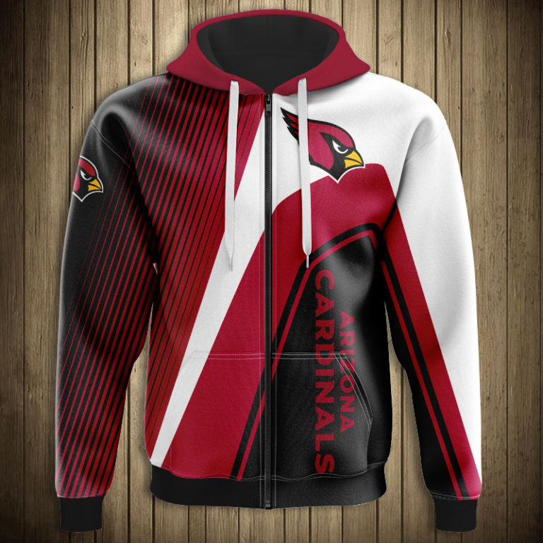Arizona Cardinals 3D Hoodie Zipper Sweatshirt Jacket Pullover NFL ...