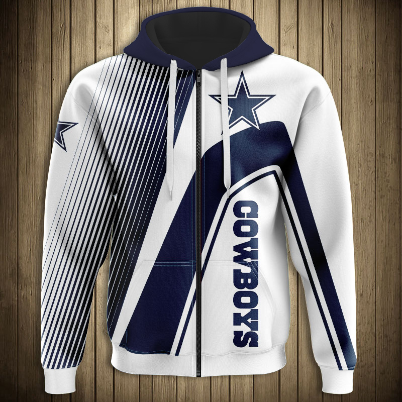 Dallas Cowboys 3D Hoodie Zipper Sweatshirt Jacket Pullover NFL Football ...