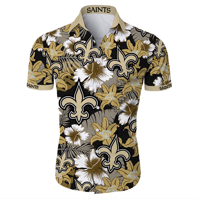 New Orleans Saints Hawaiian Shirt Tropical Flower Short Sleeve -Jack ...