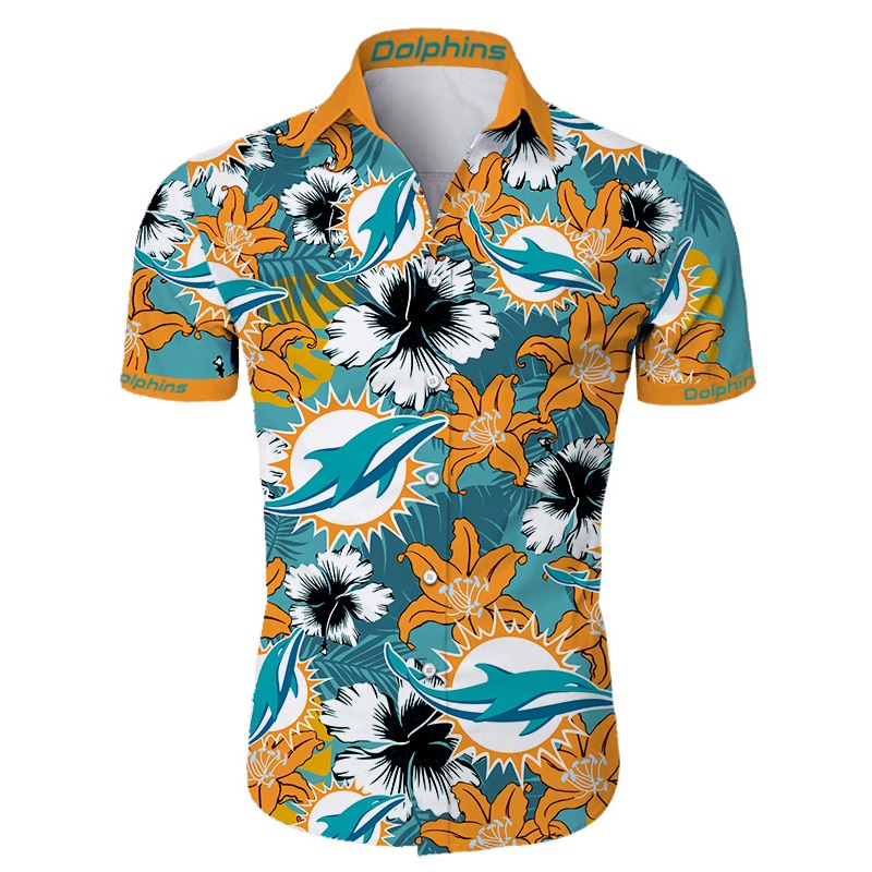 Miami Dolphins Hawaiian Shirt Tropical Flower Short Sleeve -Jack sport shop