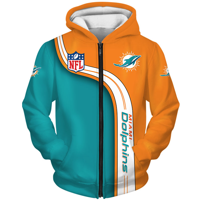 Miami Dolphins Zip Hoodie 3D cute Sweatshirt Pullover gift for fans -Jack sport shop