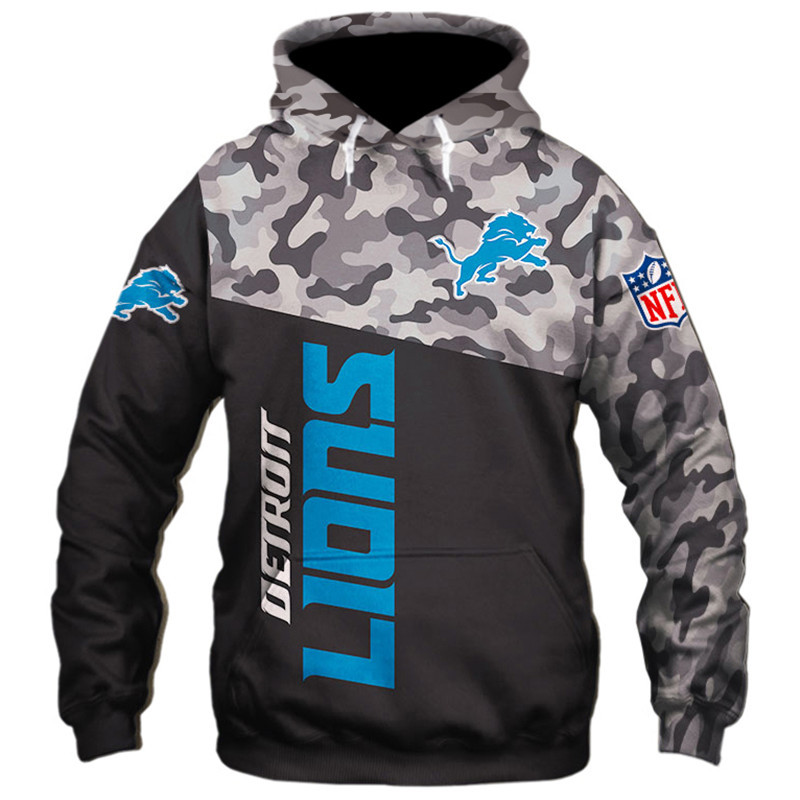 Detroit Lions Military Hoodies 3D Sweatshirt Long Sleeve New Season ...
