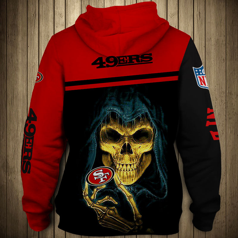 San Francisco 49ers 3D Skull Zip Hoodie Pullover Sweatshirt for fans ...
