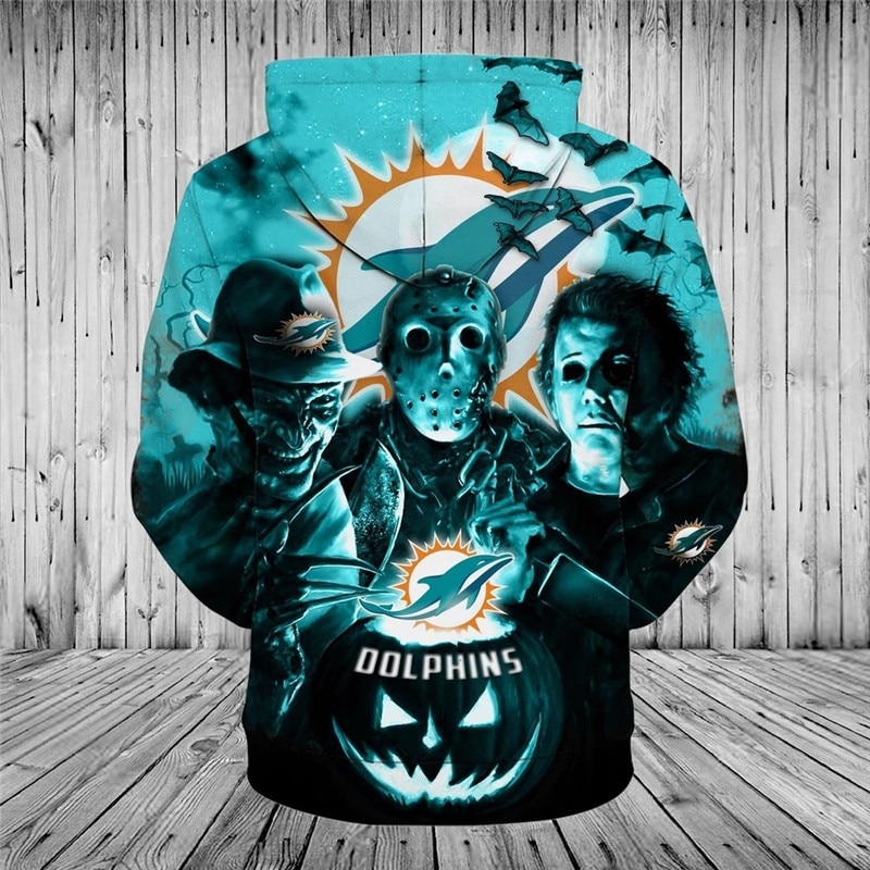 Miami Dolphins Hoodie 3D cheap Horror night Halloween Pullover NFL ...