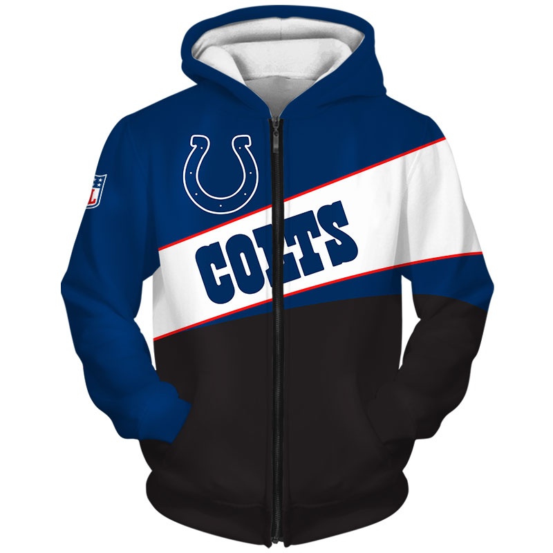 Indianapolis Colts Zip Hoodie 3D Long Sleeve Pullover new season -Jack ...