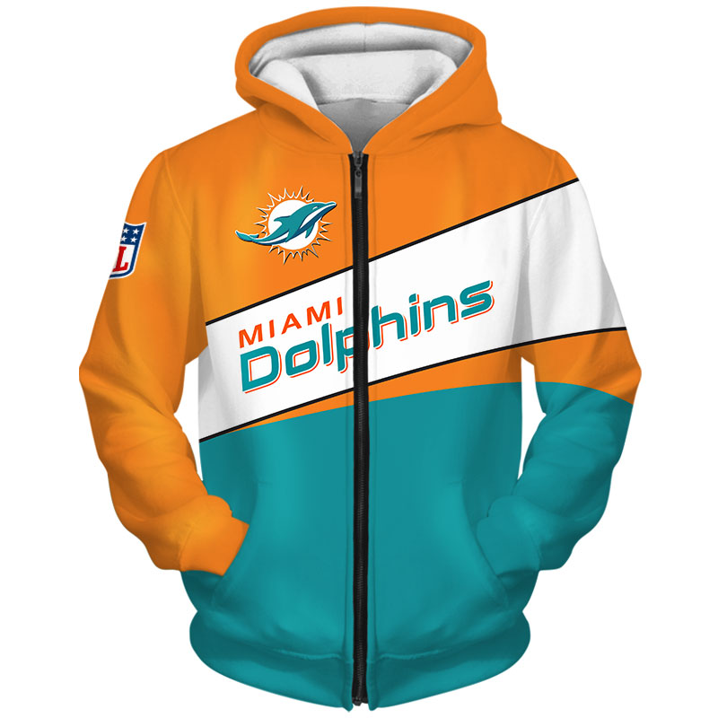 Miami Dolphins Zip Hoodie 3D Long Sleeve Pullover new season -Jack ...