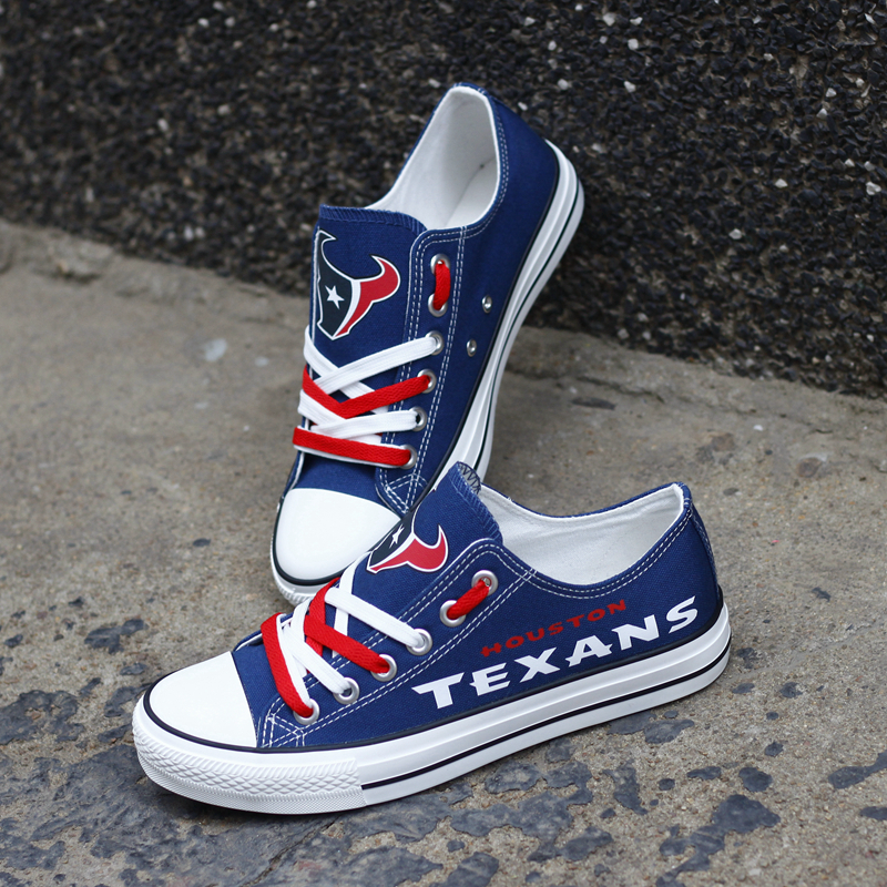 Houston Texans Big Logo Low Top Sneakers Team Color Shoes US Men's Sizing 