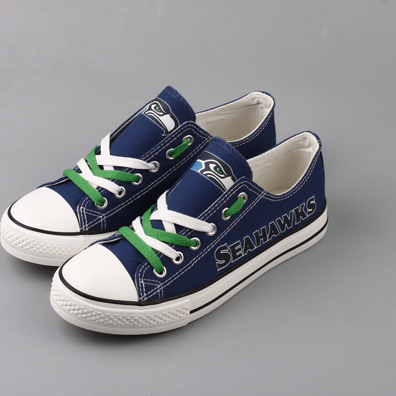 Seattle Seahawks Big Logo Low Top Sneakers Team Color Shoes US Men's Sizing 