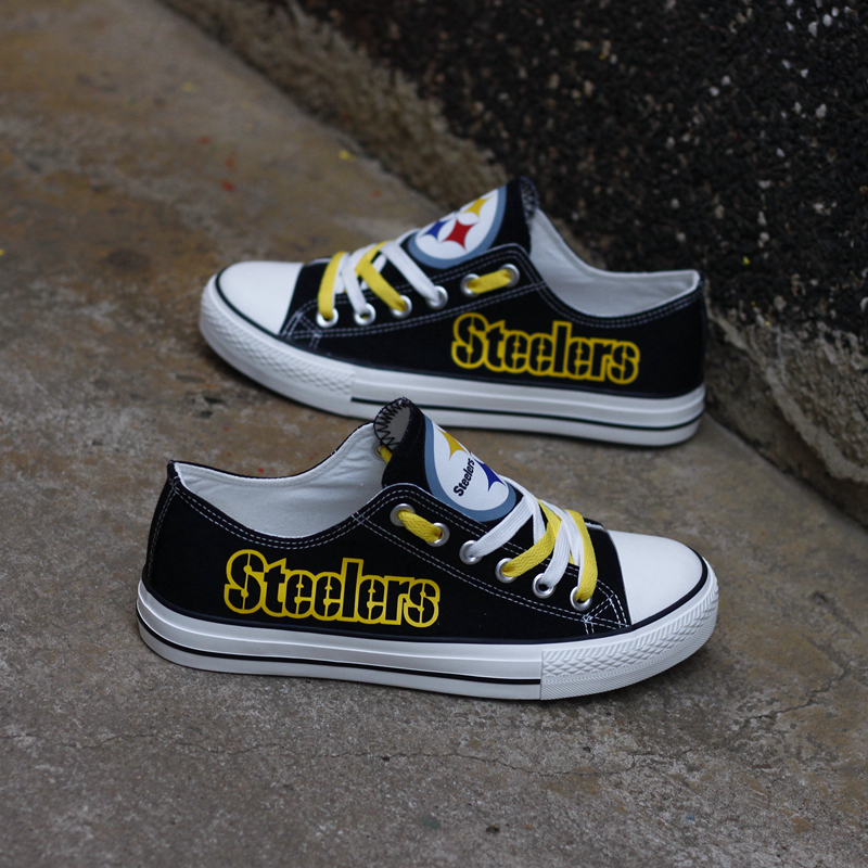 Pittsburgh Steelers Big Logo Low Top Sneakers Team Color Shoes US Men's Sizing 