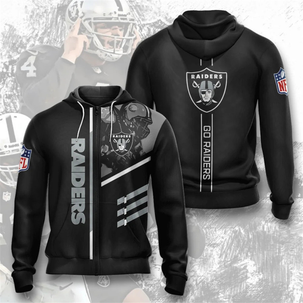 Oakland Raiders Football Fans Hoodie Jacket Sports Sweatshirt Full-Zip Coat Gift