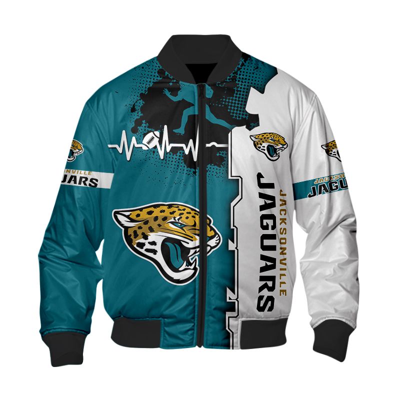 Jacksonville Jaguars Bomber Jacket graphic heart ECG line -Jack sport shop