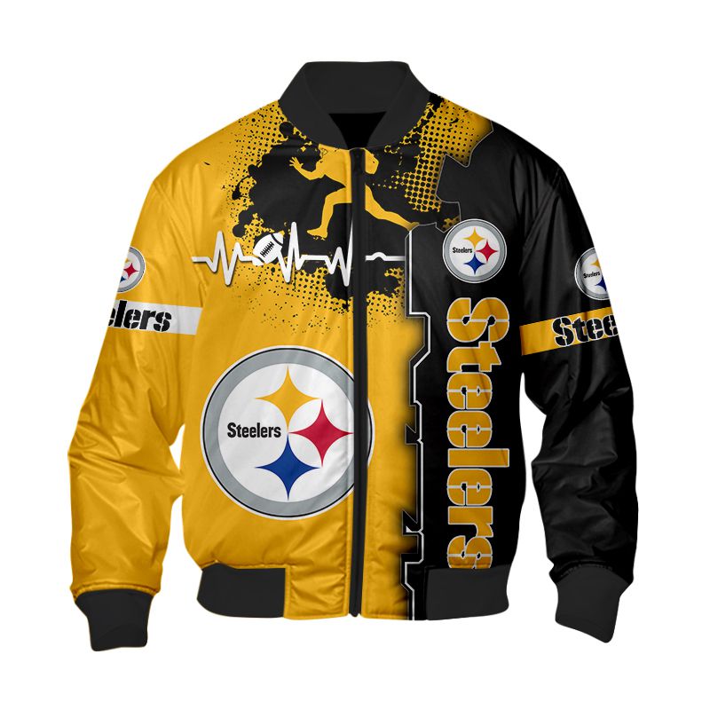 Pittsburgh Steelers Bomber Jacket graphic heart ECG line -Jack sport shop