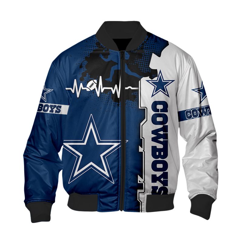 Dallas Cowboys Bomber Jacket graphic heart ECG line -Jack sport shop