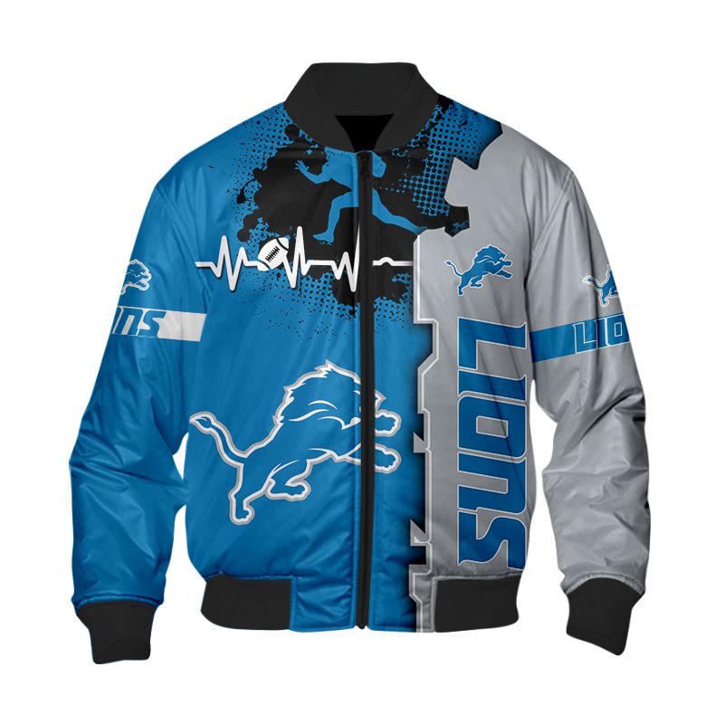 Detroit Lions Bomber Jacket graphic heart ECG line -Jack sport shop