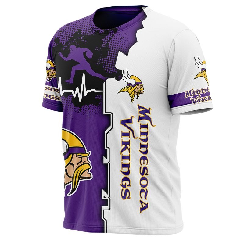 Minnesota Vikings T-shirt graphic heart ECG line -Jack sport shop