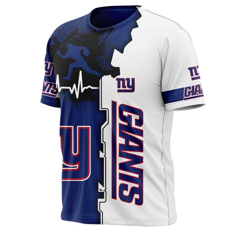 New York Giants T-shirt graphic heart ECG line -Jack sport shop