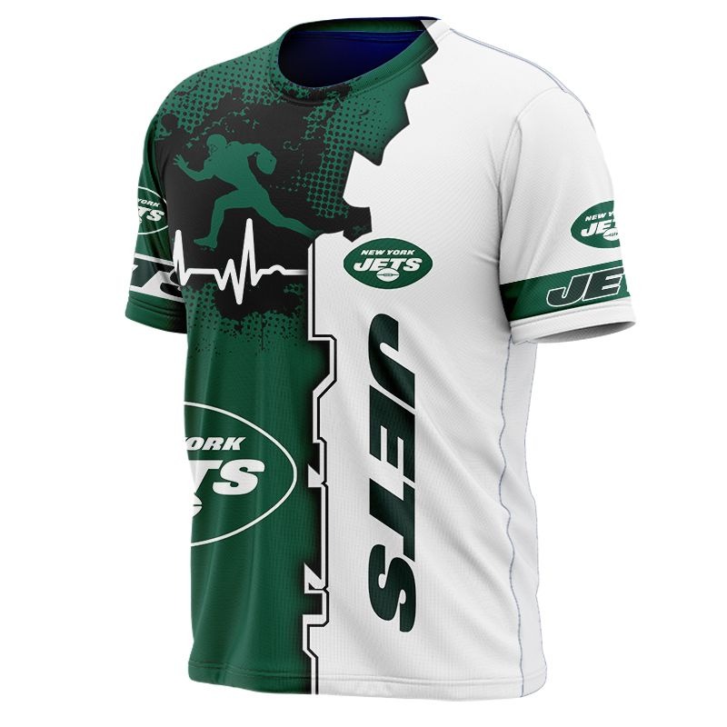 New York Jets T-shirt graphic heart ECG line -Jack sport shop