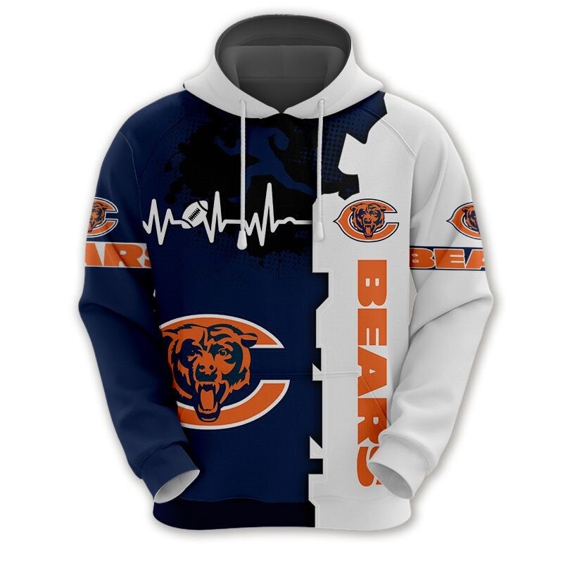 Chicago Bears hoodie graphic heart ECG line -Jack sport shop