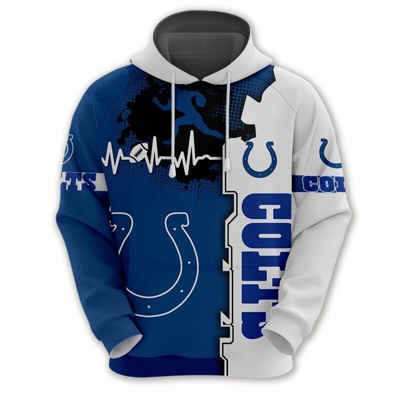 Indianapolis Colts Hoodie graphic heart ECG line