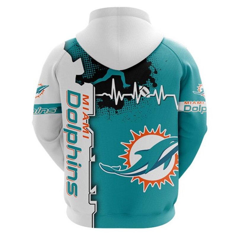 Miami Dolphins Hoodie graphic heart ECG line -Jack sport shop