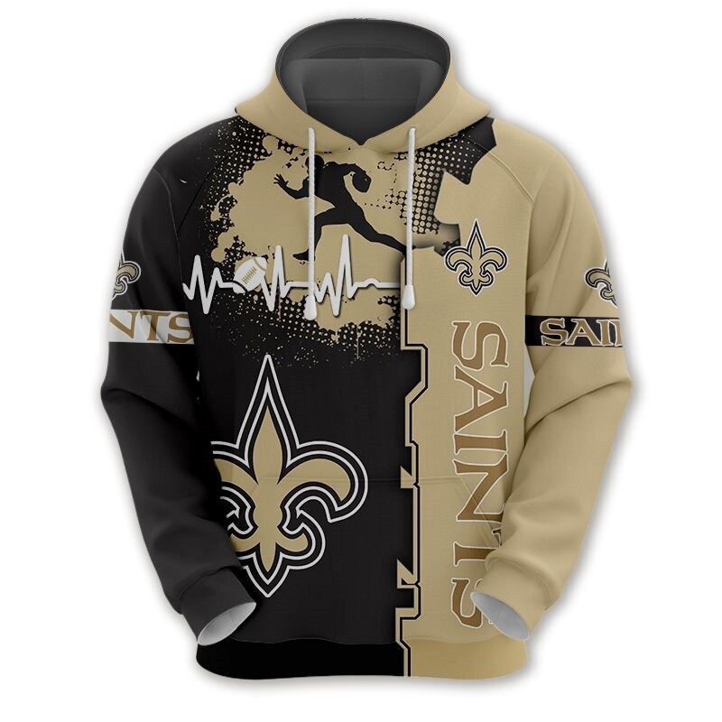 New Orleans Saints Hoodie graphic heart ECG line -Jack sport shop