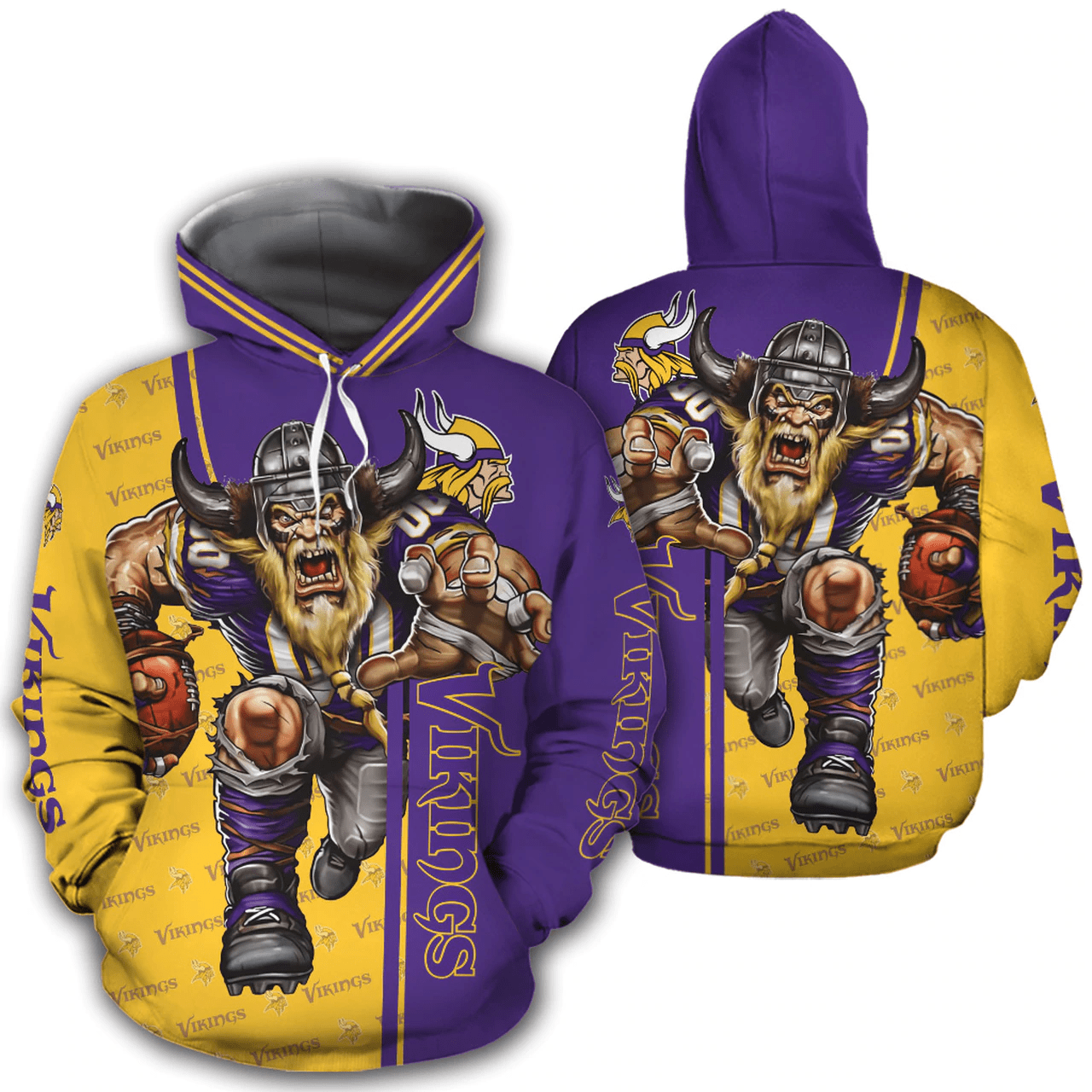 Minnesota Vikings Hoodie 3D Mascot design gift for fans