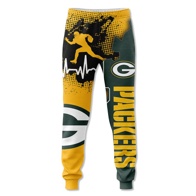 Green Bay Packers Sweatpants graphic heart ECG line -Jack sport shop
