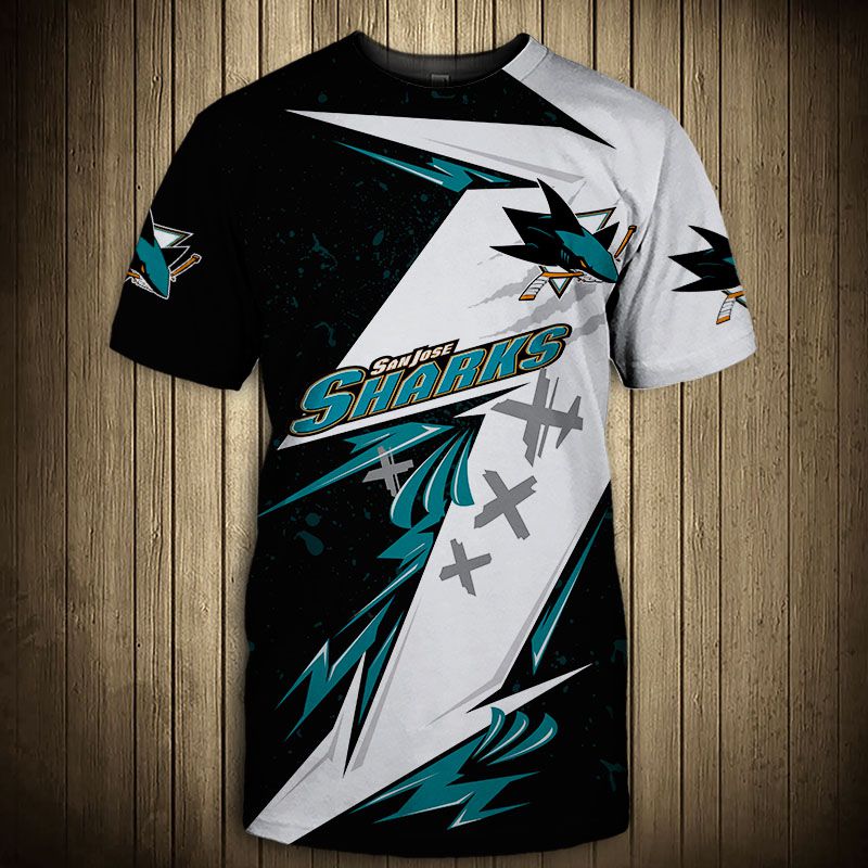 San Jose Sharks T-shirt 3D thunder design short Sleeve