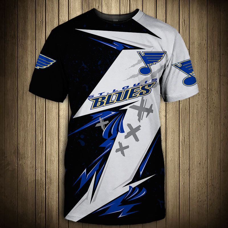 St. Louis Blues T-shirt 3D thunder design short Sleeve