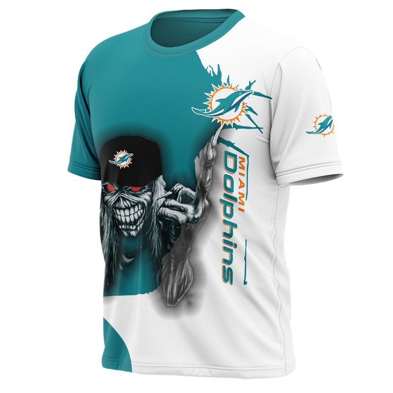 Miami Dolphins T-shirt Iron Maiden gift for Halloween