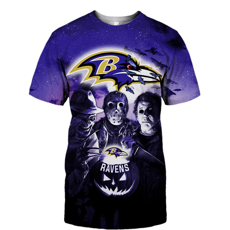 Baltimore RavensAll Over Print 3D Shirt Halloween Horror Night Desgin Gift Shirt