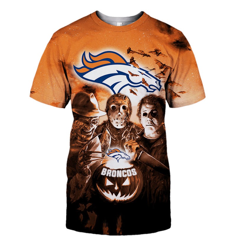 Denver BroncosAll Over Print 3D Shirt Halloween Horror Night Desgin Gift Shirt