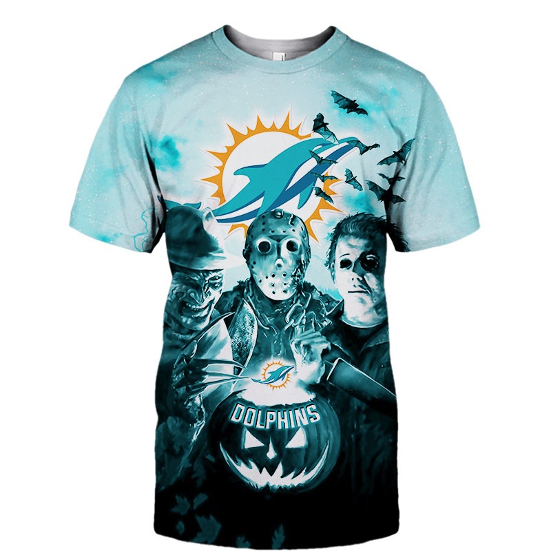 Miami DolphinsAll Over Print 3D Shirt Halloween Horror Night Desgin Gift Shirt
