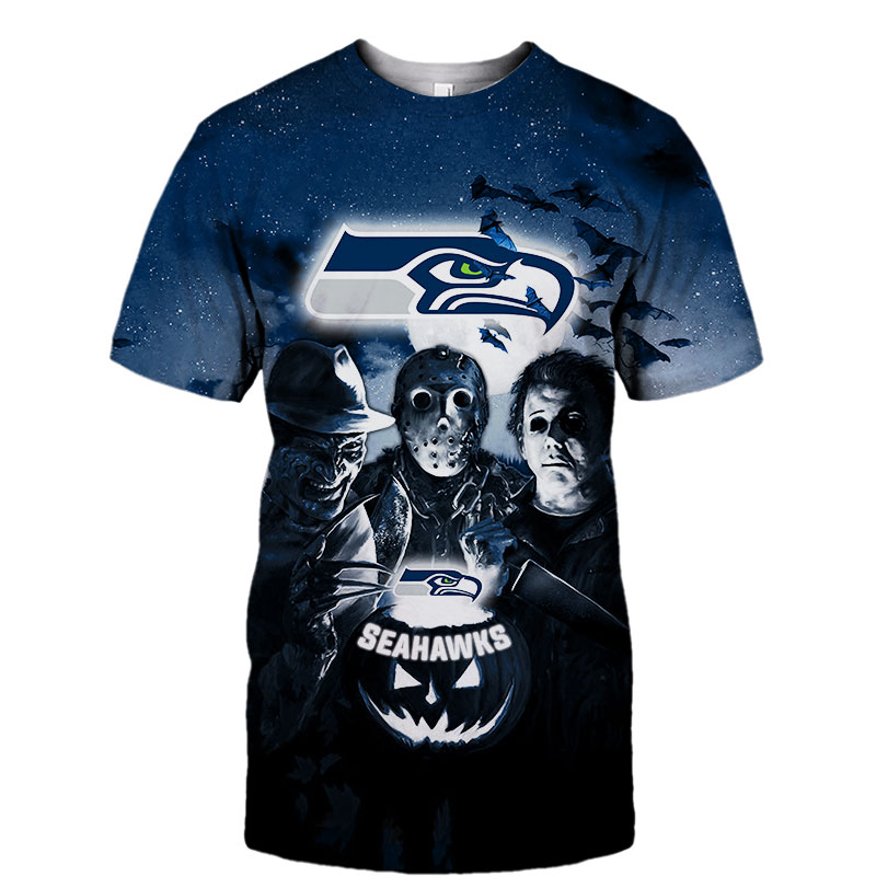 Seattle SeahawksAll Over Print 3D Shirt Halloween Horror Night Desgin Gift Shirt