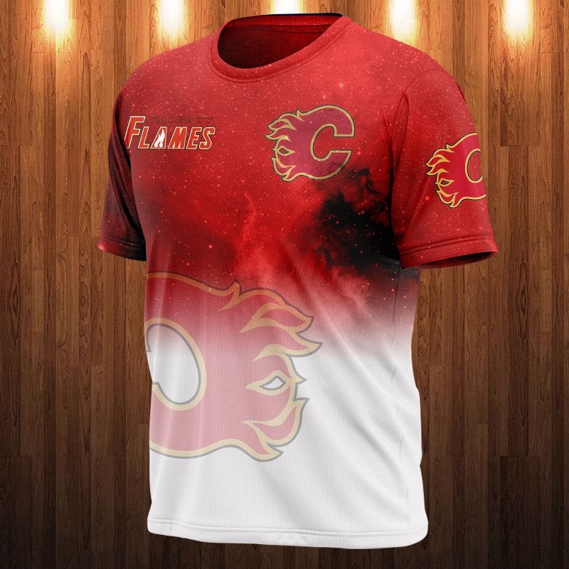 Calgary Flames Galaxy Night Design All Over Print 3D Shirt Gift For Fan