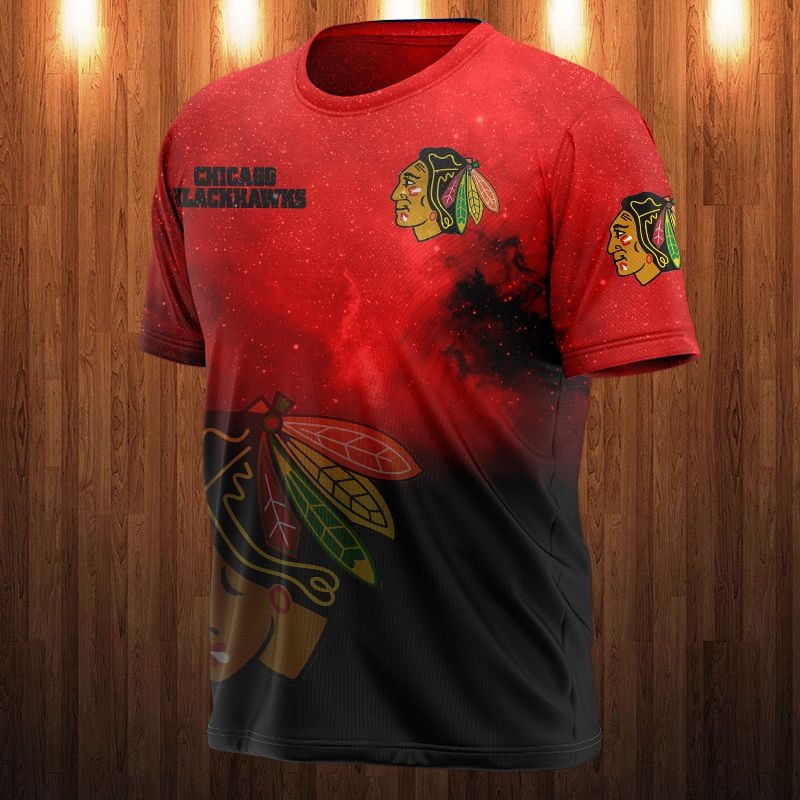 Chicago Blackhawks Galaxy Night Design All Over Print 3D Shirt Gift For Fan