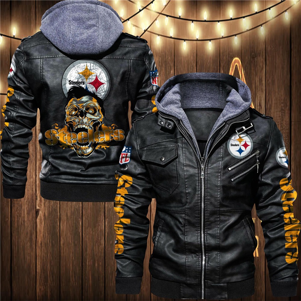 Pittsburgh Steelers Leather Jacket Skulls graphic Gift for fans -Jack ...