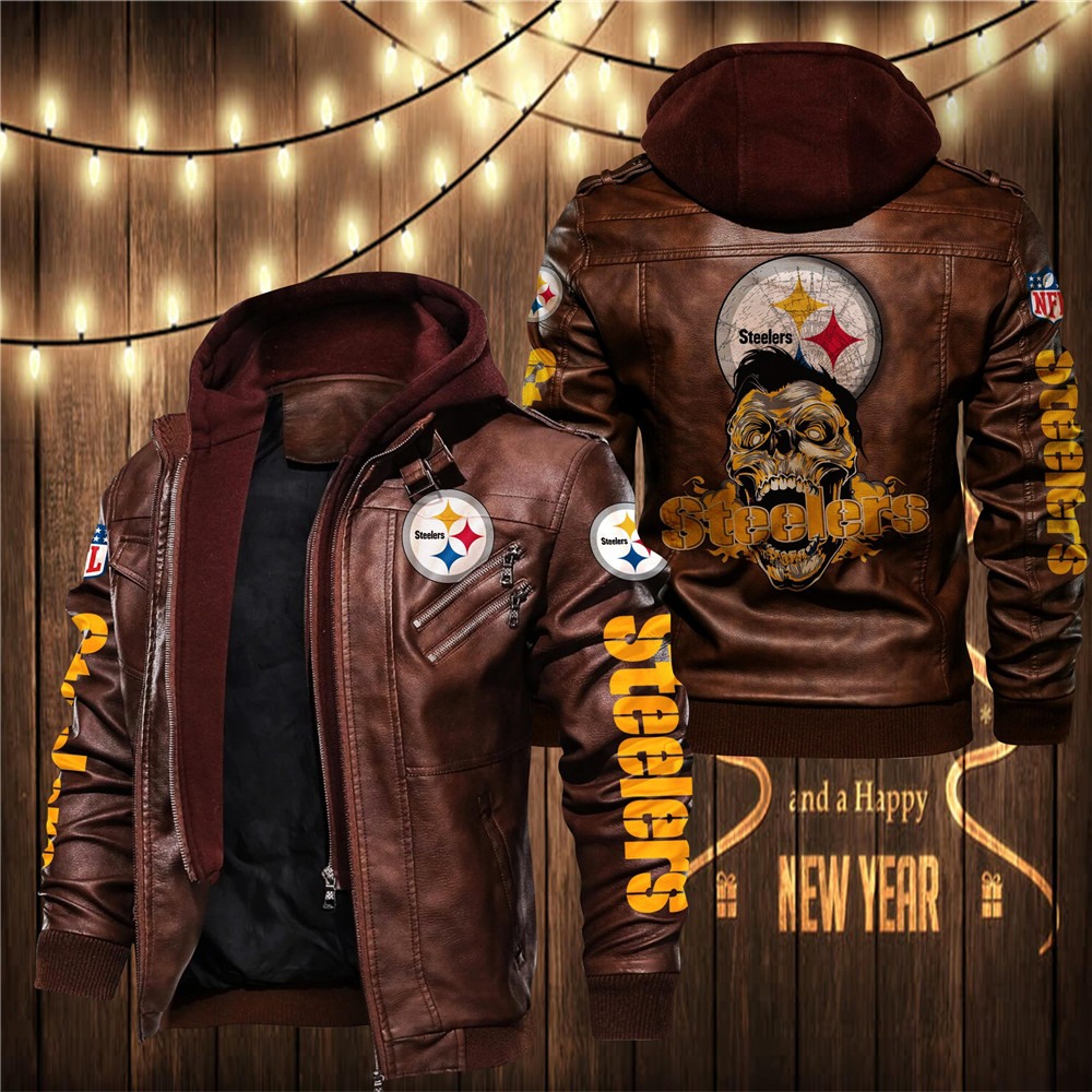 pittsburgh steelers leather bomber jacket