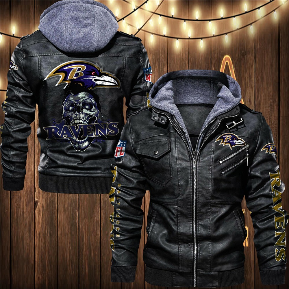 Baltimore Ravens Leather Jacket Skulls graphic Gift for fans -Jack ...