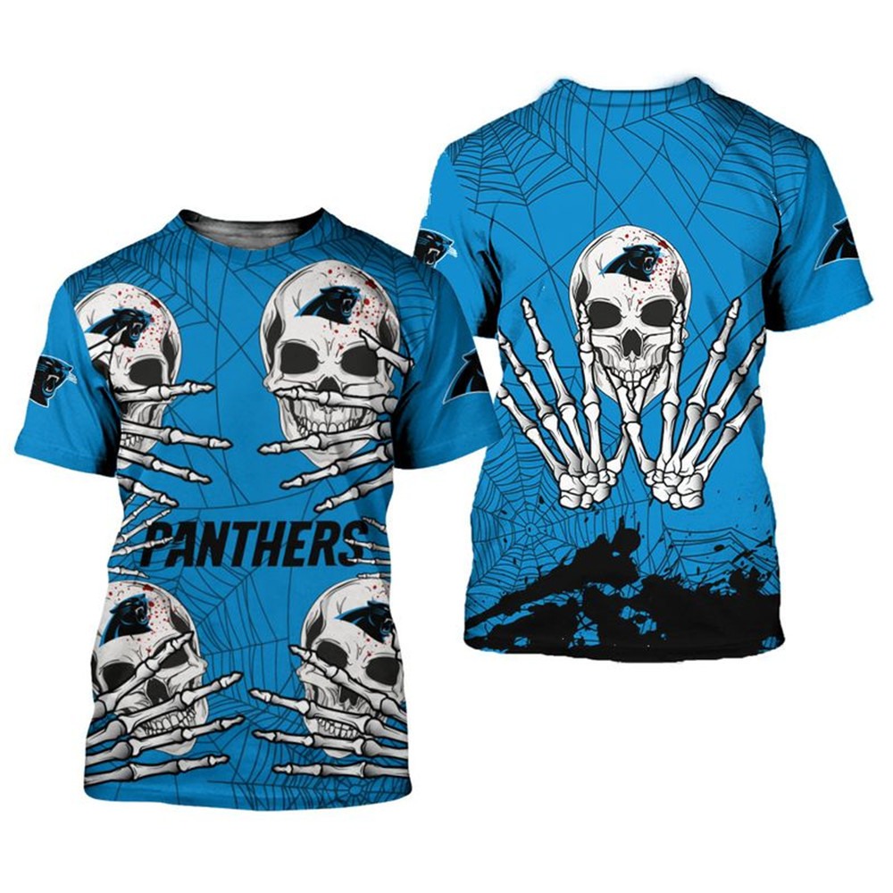 Carolina Panthers T-shirt skull for Halloween graphic