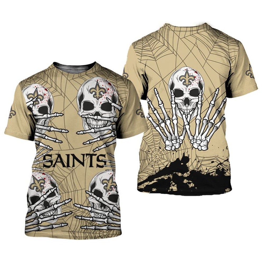 New Orleans Saints Tshirt skull for Halloween graphic Jack sport shop