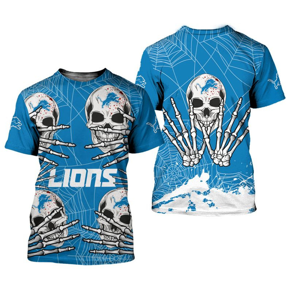 Detroit Lions T-shirt skull for Halloween graphic