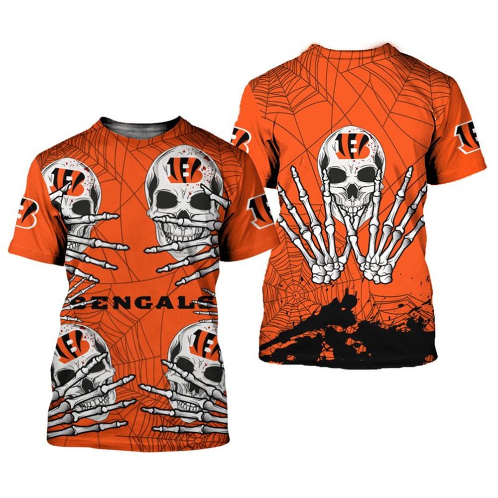 Cincinnati Bengals T-shirt skull for Halloween graphic