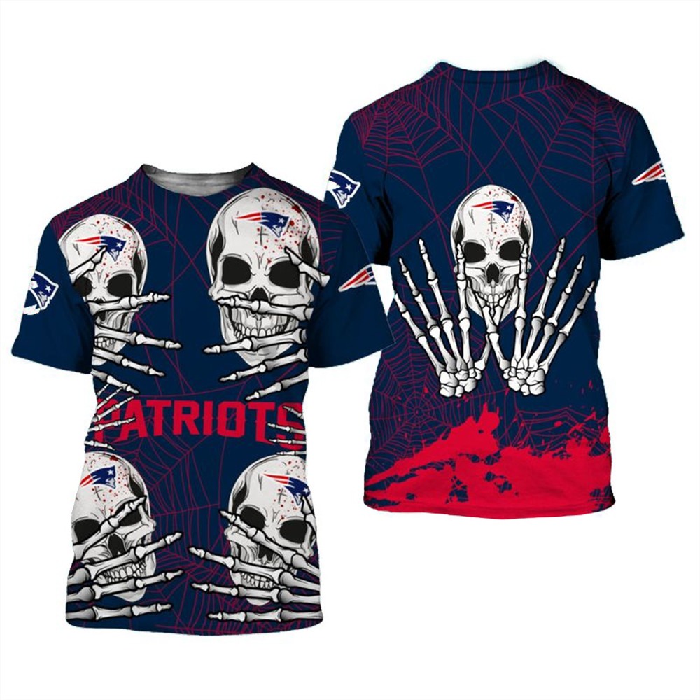 New England Patriots T-shirt skull for Halloween graphic