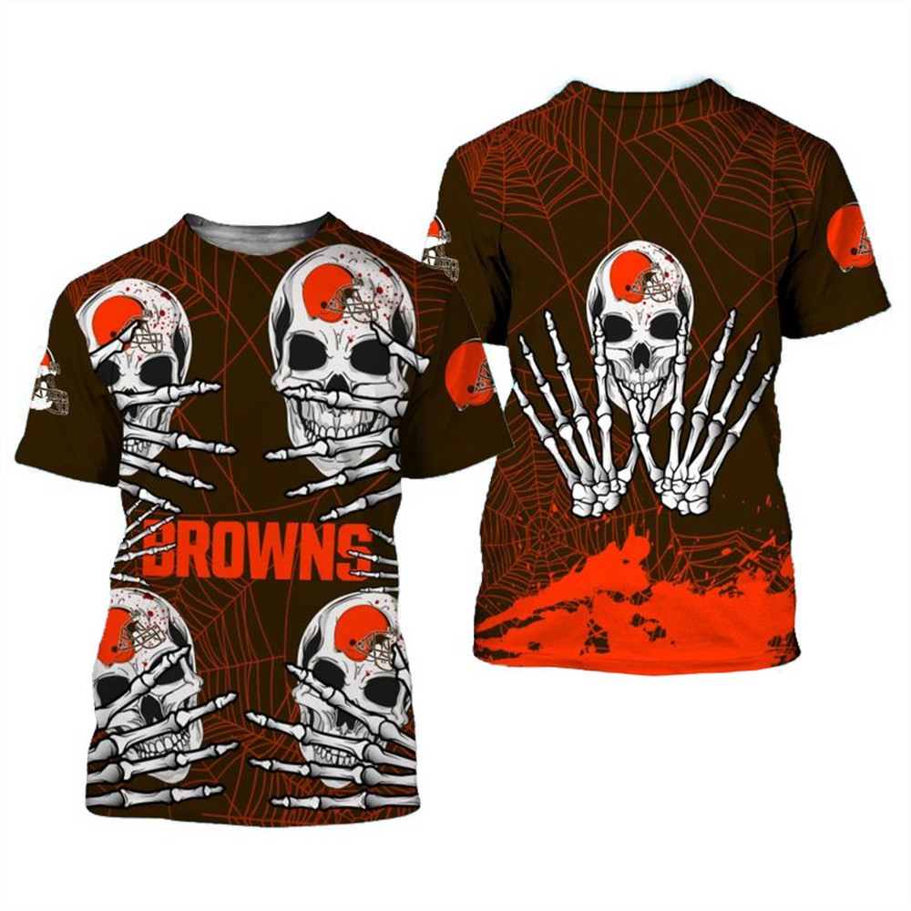 Cleveland Browns T-shirt skull for Halloween graphic