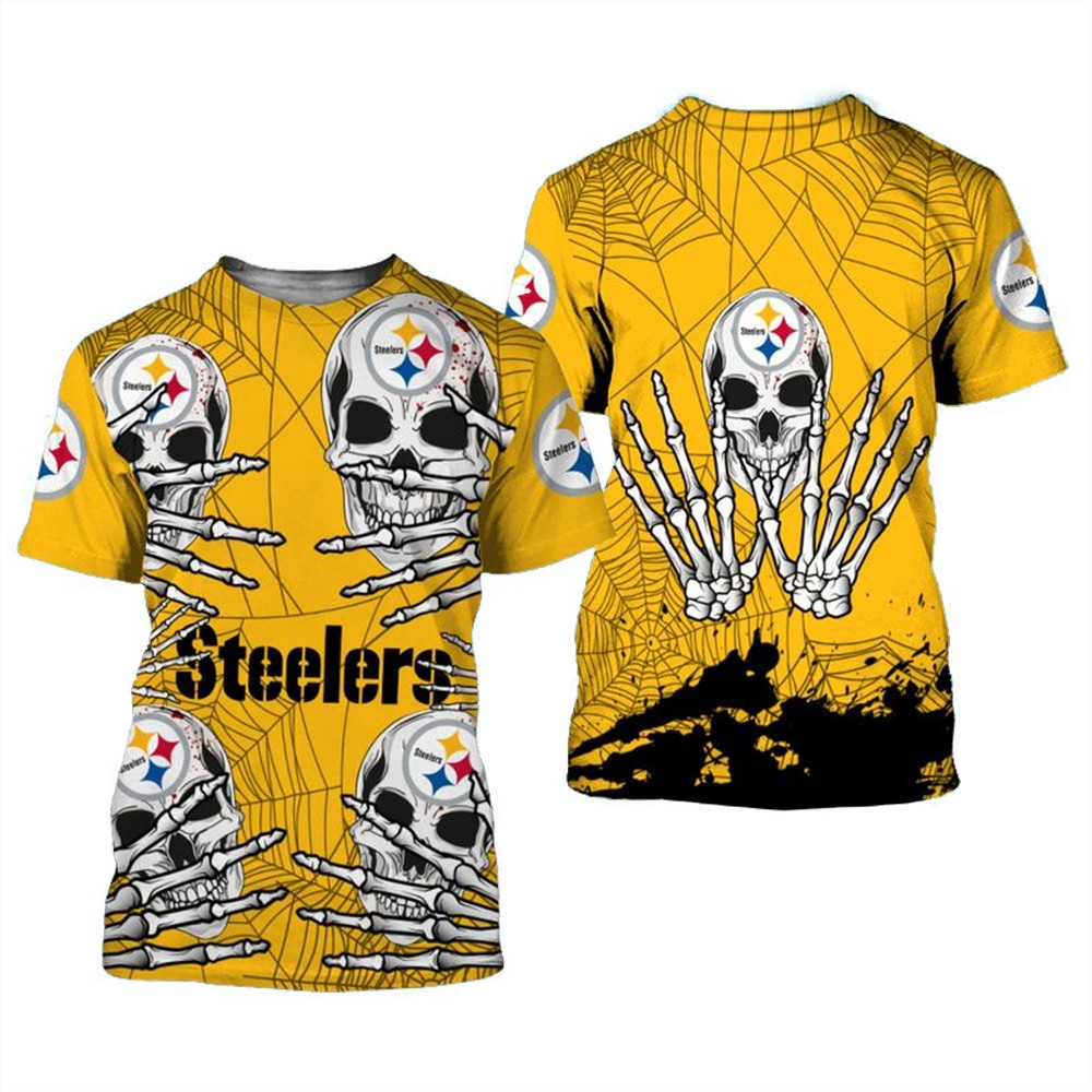 Pittsburgh Steelers T-shirt skull for Halloween graphic