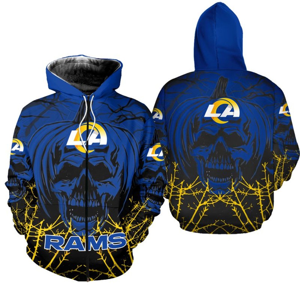 Custom Number And Name Los Angeles Rams Skull Halloween Baseball Jersey  Unisex - Banantees