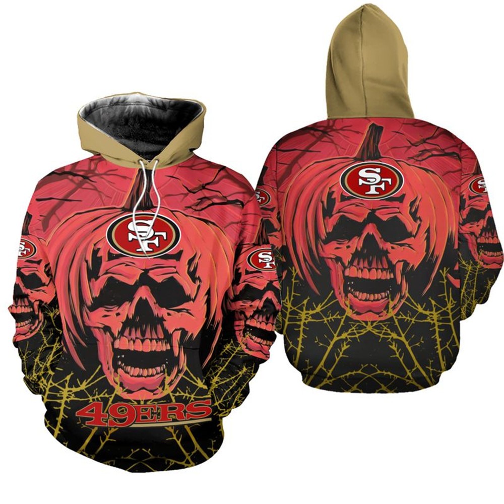 San Francisco 49ers Hoodie Halloween pumpkin skull print sweatshirt ...