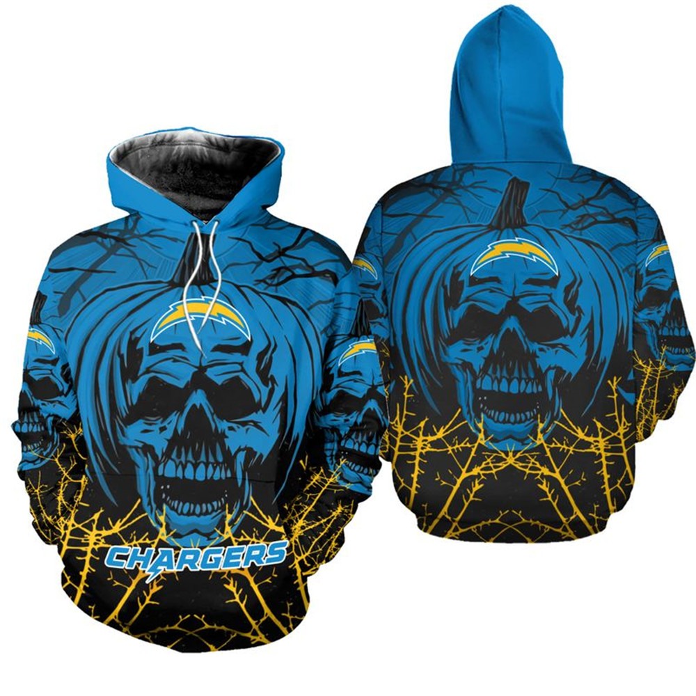 Los Angeles Chargers Hoodie Halloween pumpkin skull print sweatshirt ...