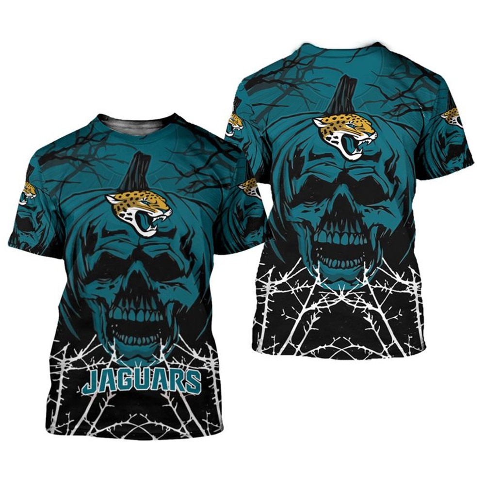 Jacksonville Jaguars T-shirt Halloween pumpkin skull